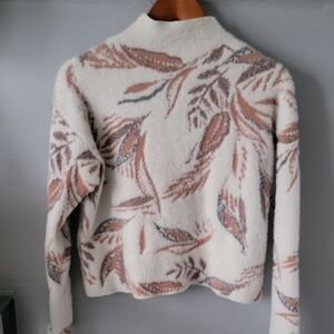 Womens Cream and Brown Patterned Sweater